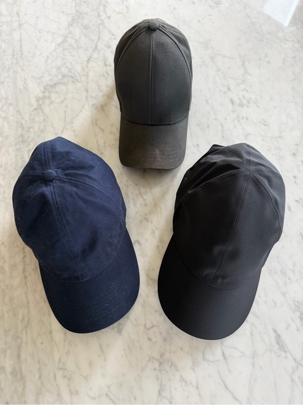 Classic Baseball Caps - Navy, Charcoal, Black. Club Monaco and Uniqlo